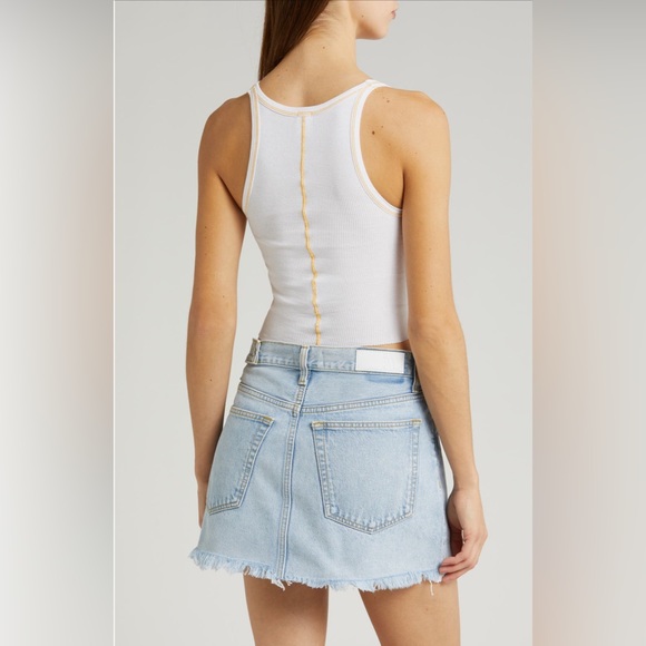 RE/DONE x Hanes Cropped Ribbed Tank white with clementine stitch Size Small - Picture 2 of 9